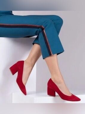 Botkier Stella Cherry Red Suede Block Heels Classic